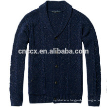 15ASW1028 Turn-down collar patch pocket wool blend sweater mens cardigan